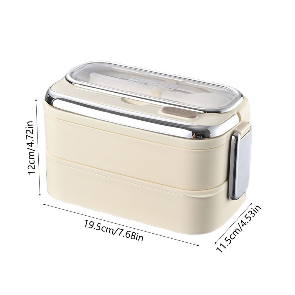 Stainless steel double layer bento box by Everything Baby with multiple compartments, microwave safe, ideal for kids' lunch at school or outdoors.