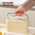 Stainless steel double layer lunch box by Everything Baby with multiple compartments, microwave safe, ideal for kids' meals at school or outdoors.