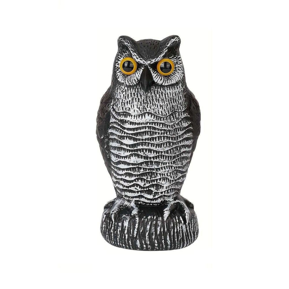 Realistic plastic owl decoy garden statue by Everything Baby for outdoor pest control, weatherproof bird and rodent scarecrow.
