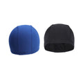 Two stretchable adult swim caps made of quick-dry polyester fabric, designed for comfort and fit during swimming.