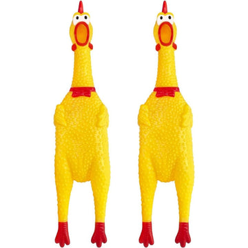 Large Rubber Chicken,Screaming Chicken Dog Toys,Yellow Rubber Squawking Chicken,Squeaky Chicken Toys,Prank Noise Maker Dog Toys 15 Inch