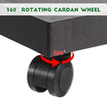 Gray plastic plant stand with wheels, suitable for indoor and outdoor use, designed for easy mobility and stable display.