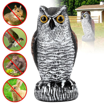 Lingsida Fake Owl Scarecrow Sculpture, Decoys to Scare Birds Away from Gardens and Patios, Scarecrow Plastic Owl Statues, Pigeon Deterrent