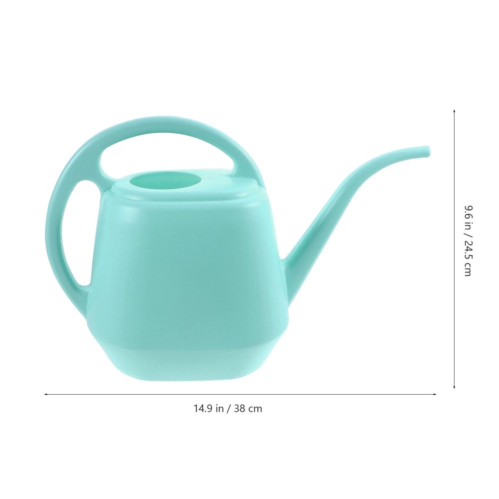 Blue plastic indoor watering pot with ergonomic handle, sturdy and practical, designed for kids’ outdoor play and gardening activities.