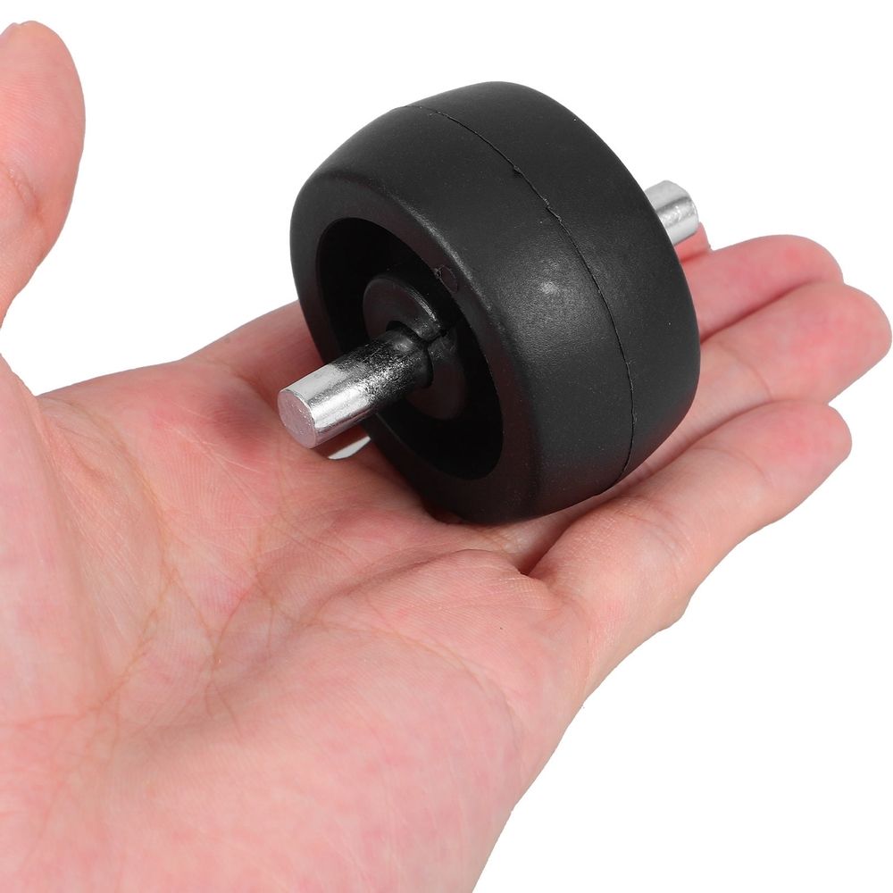 Black plastic weighted umbrella base wheels with swivel casters for patio stands, suitable for outdoor furniture.