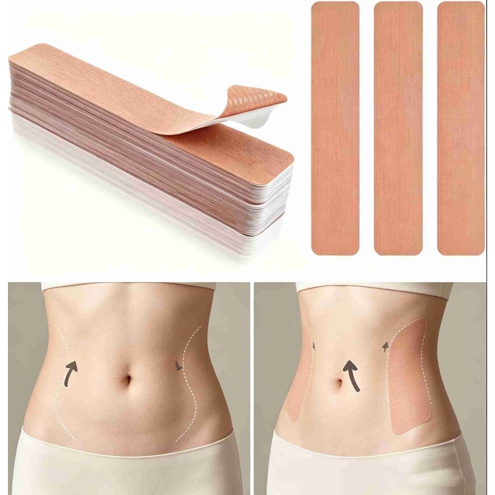 Waterproof elastic belly tape from Everything Baby, pre-cut tummy control tape for postpartum, sagging skin, and thigh lifts.