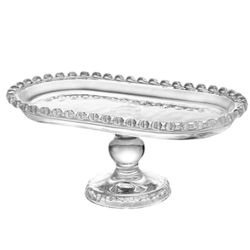European style glass footed fruit tray, elegant display plate for desserts, weddings, parties, and special occasions.