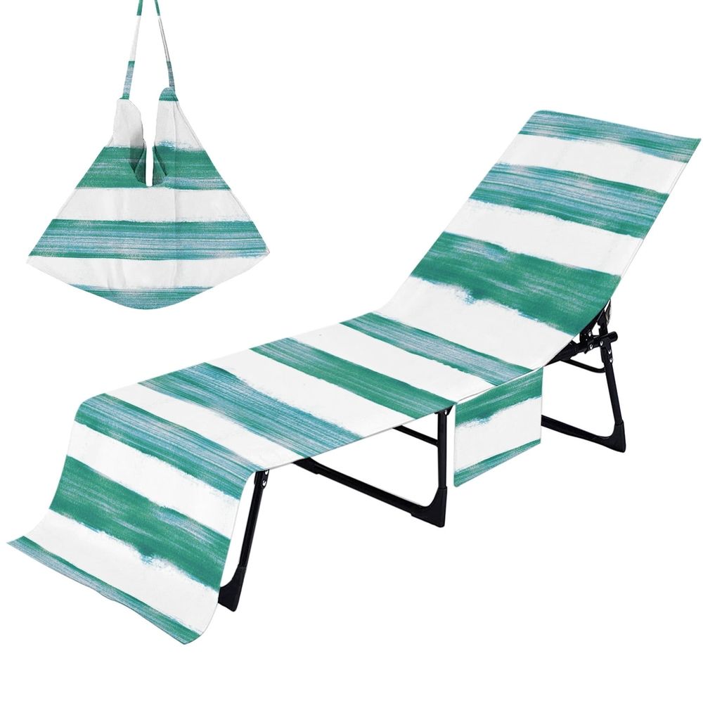 Durable microfiber beach chair cover with solid color stripe design, lightweight, suitable for outdoor seaside summer relaxation.