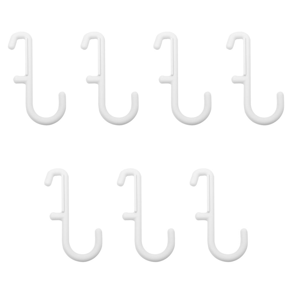 Set of 7 white plastic hangers from Everything Baby, stylish and easy to install for organizing baby and kid's toys or clothing.