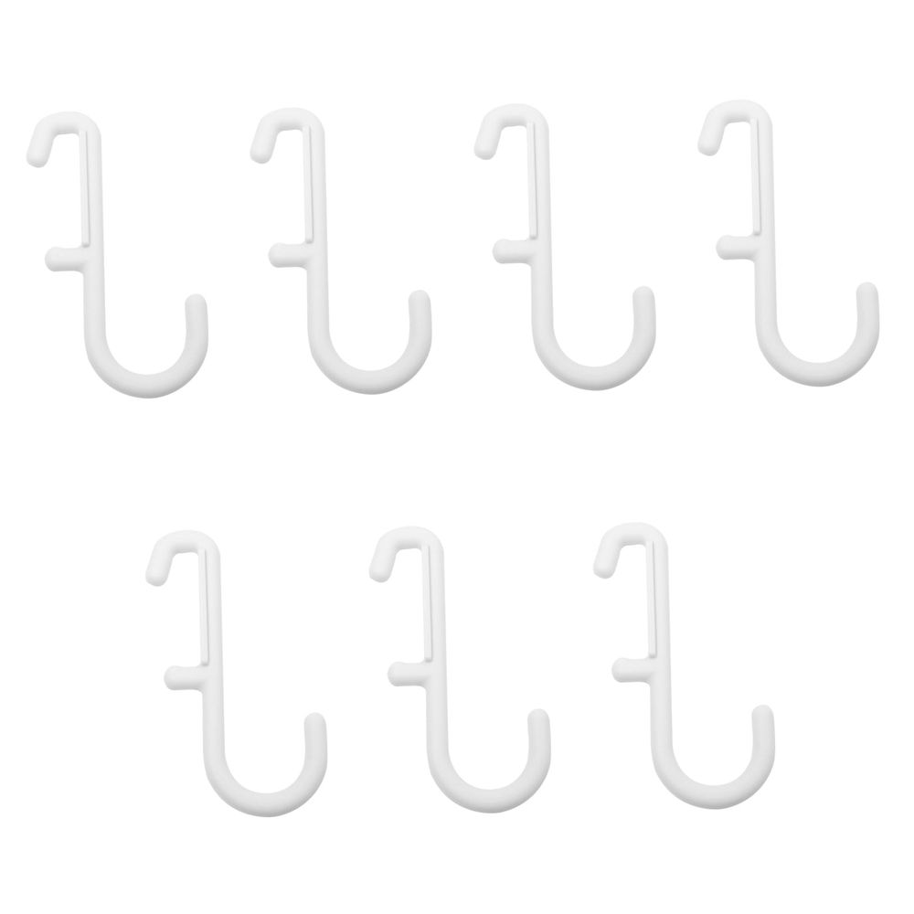 Set of seven white plastic hangers from Everything Baby, easy to install, suitable for organizing baby and kids' clothing.