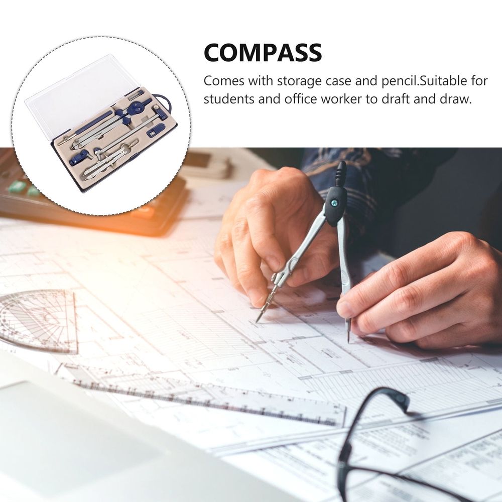 Professional zinc alloy drafting compass set for students, with adjustable screw mount and durable construction for outdoor play activities.