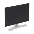 Black plastic miniature TV accessory for dollhouse decoration, realistic pretend play toy for kids' dollhouse setups.