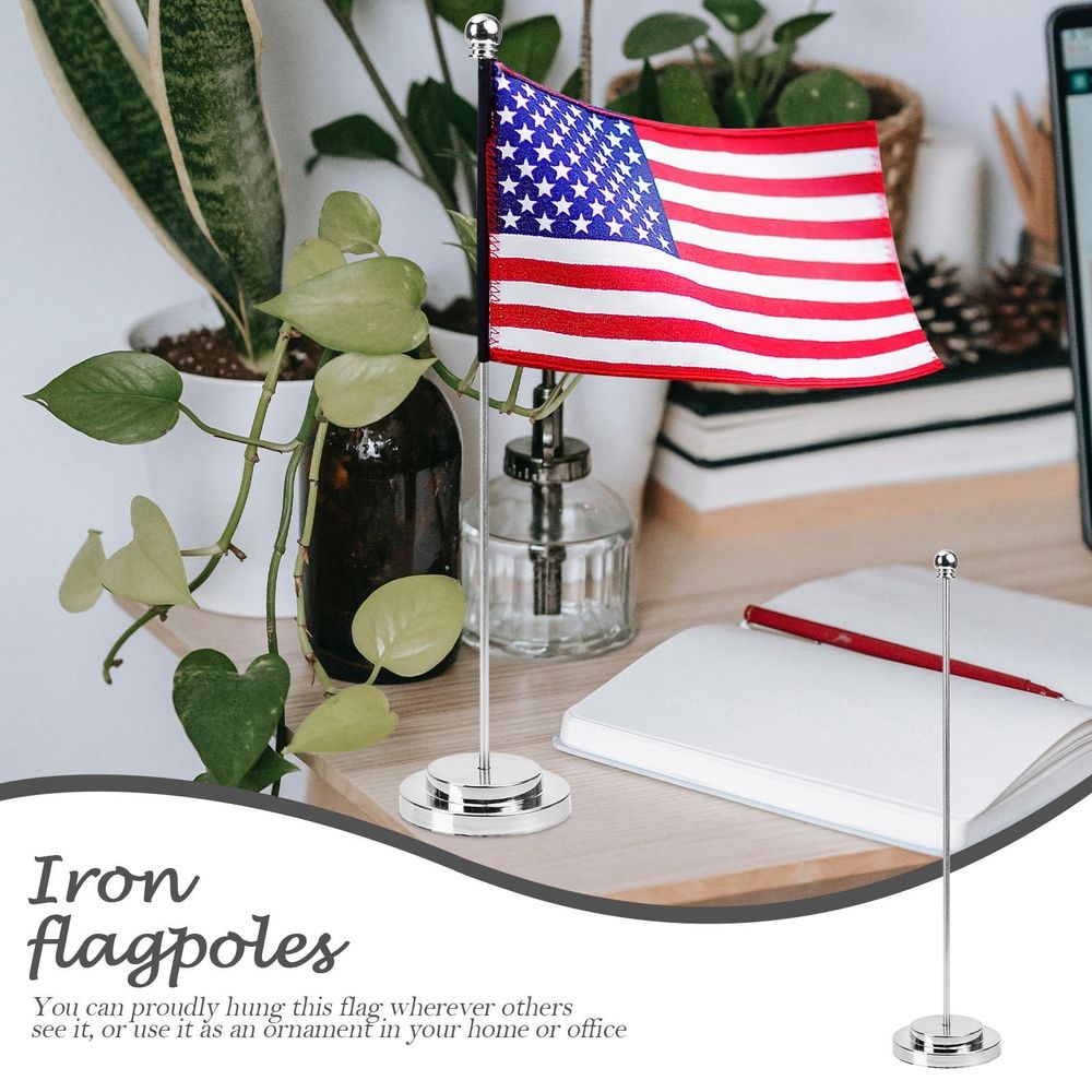 Silver iron flagpole with durable plating, suitable for indoor or outdoor use, designed for children's outdoor play displays.