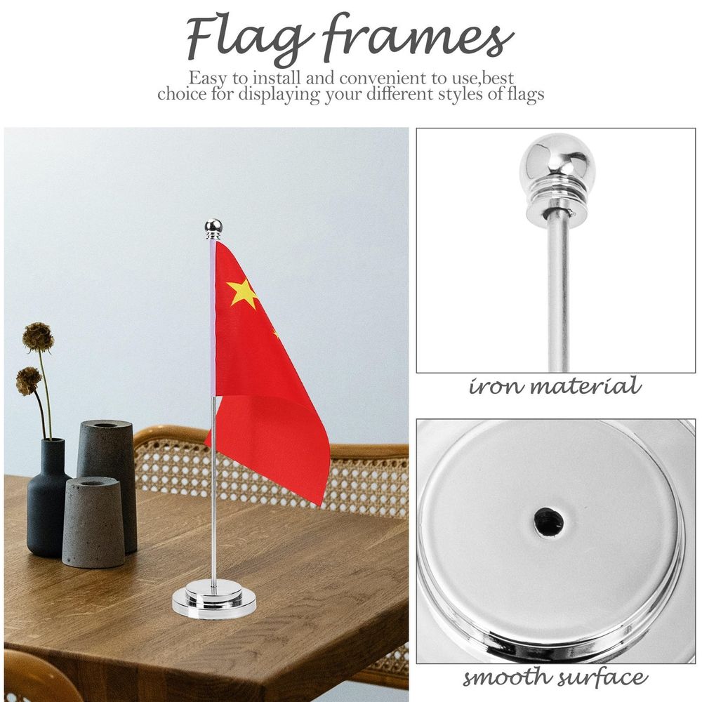 Silver iron flagpole suitable for indoor and outdoor use, designed for kids' outdoor play and display.