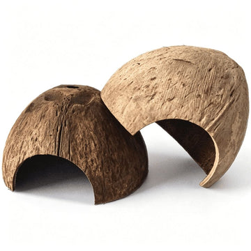 2 Pcs Natural Coconut Reptile Hideouts Lizard Hut Hermit Crab Hut Aquarium Fish Hide Cave Spider Snail Climber Toys