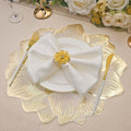 Set of 6 gold 3D flower placemats by Everything Baby, waterproof and oil-proof metallic round table mats for decorative indoor or outdoor use.