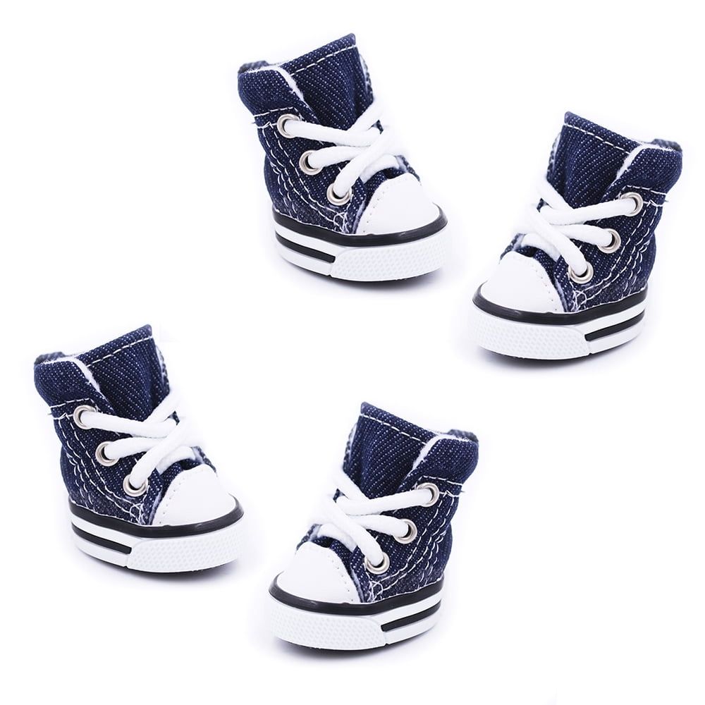 Small dog's four-season canvas sneakers with soft soles, designed for warmth and comfort, by Everything Baby.