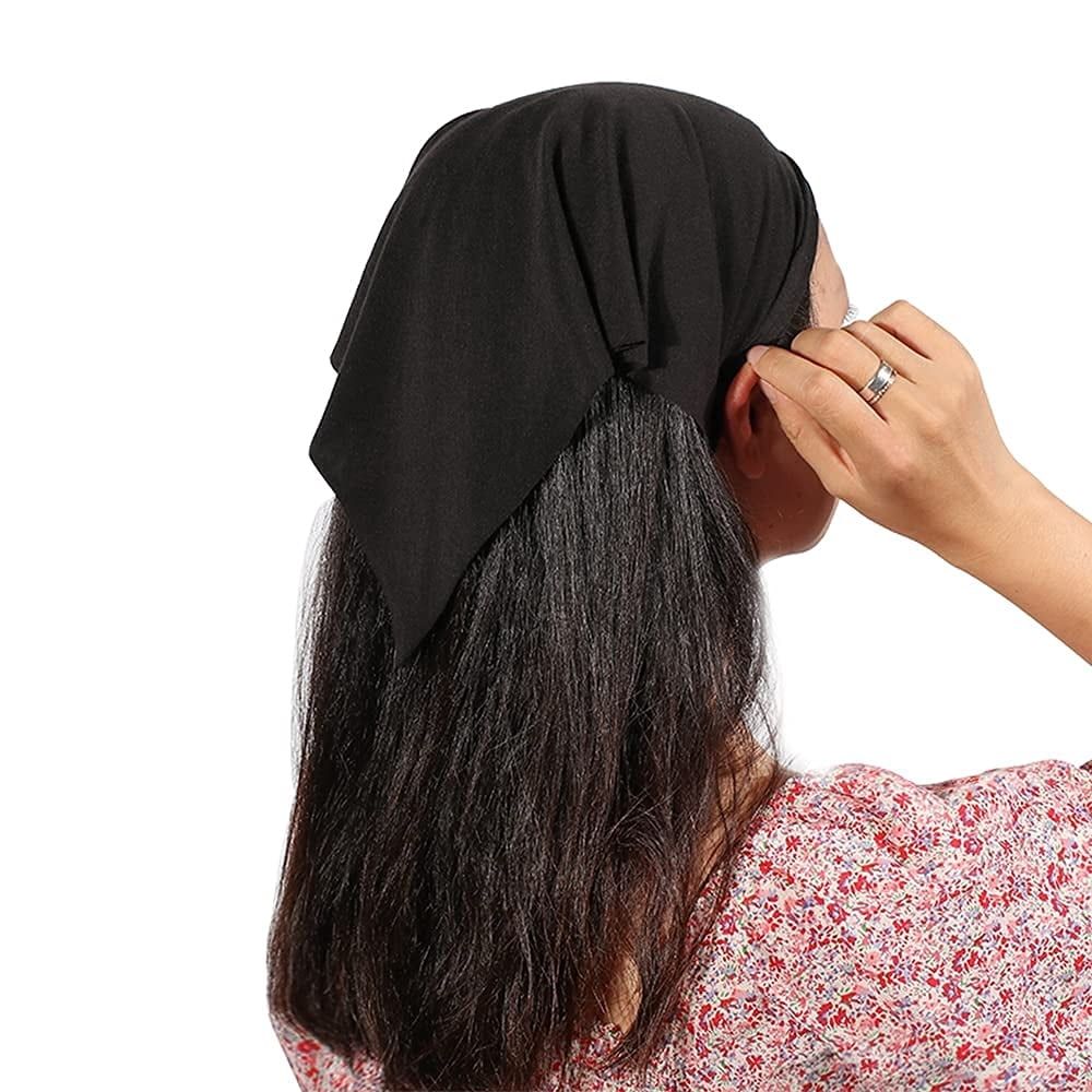 Six elastic boho triangle scarf headbands for women and teens, with clips, non-slip, solid color hair kerchiefs from Everything Baby