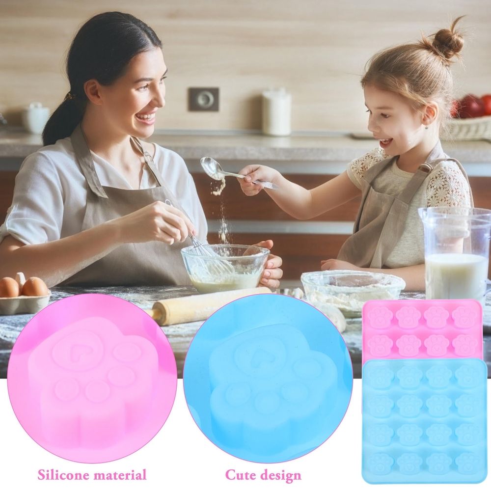 Two paw-shaped silicone molds for candy, chocolate, and desserts, ideal for baking and home use by Everything Baby.