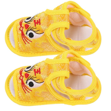 Pair of breathable, soft sole girls' shoes in Chinese style, comfortable footwear for kids, by Everything Baby.