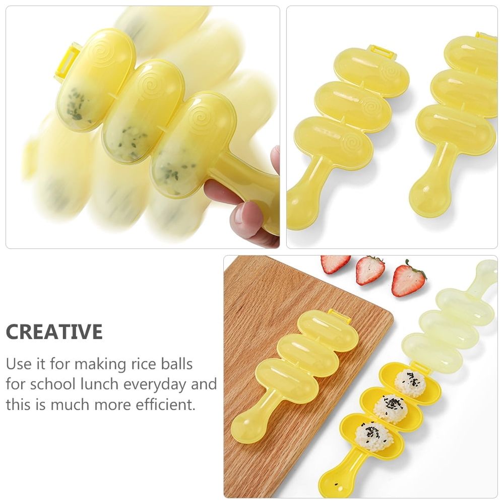 Three-piece rice mold set by Everything Baby for easy, quick pretend play with colorful plastic molds for kids' crafting.