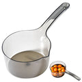 Grey ergonomic water ladle and large soup scoop for kids, made of durable PP, suitable for serving in lunch boxes or meals.