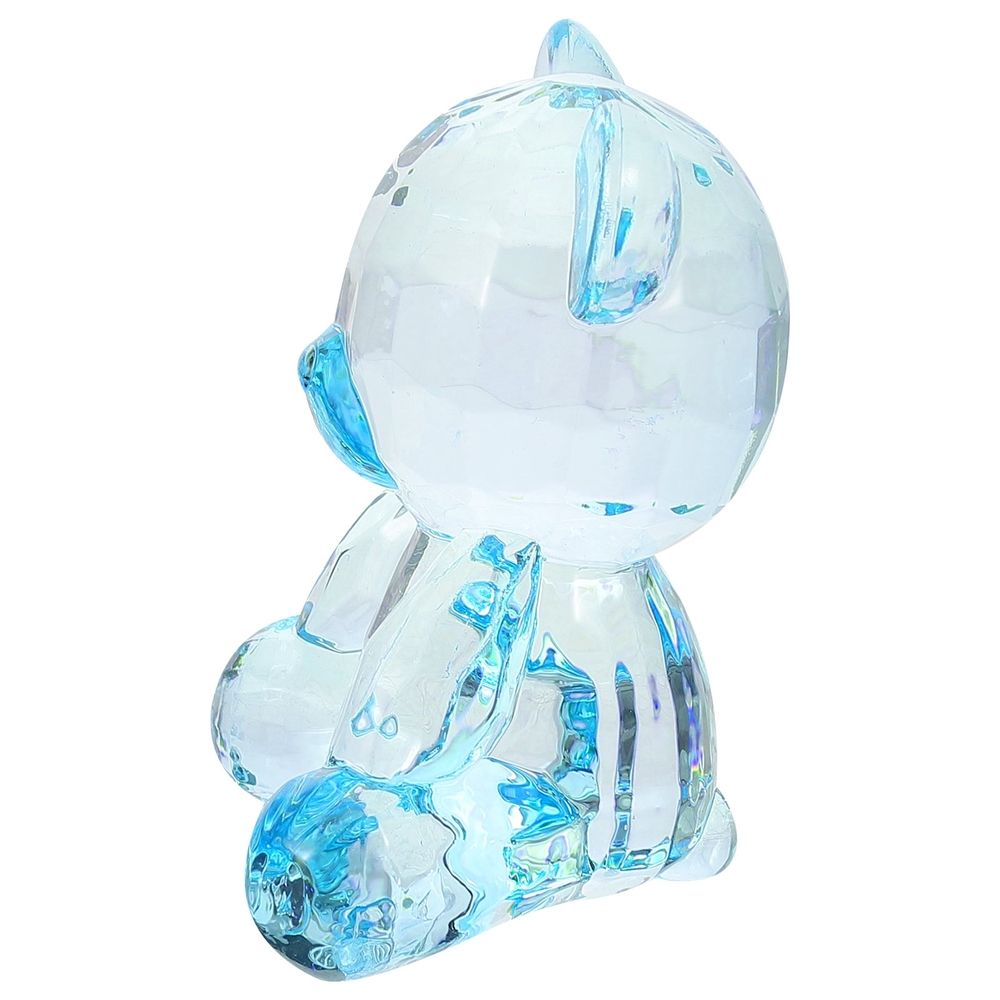 Blue acrylic tiny bear statue ornament, collectible home decor piece for baby and kids nursing and feeding themed decor.