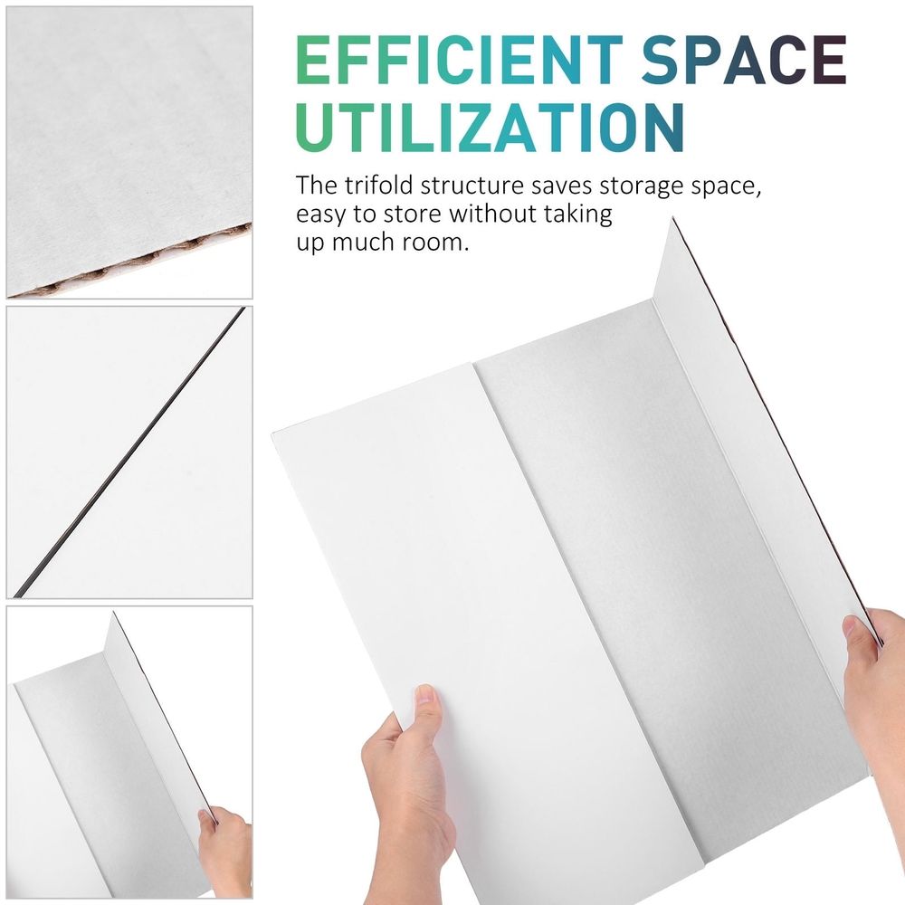 Large white trifold project boards from Everything Baby, ideal for school presentations, art projects, and displays.