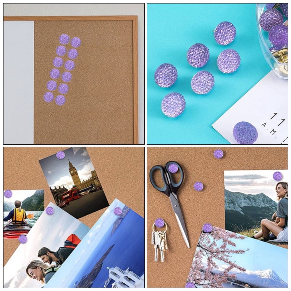 Set of 20 rhinestone thumb tacks from Everything Baby, decorative push pins for bulletin boards and cork boards.
