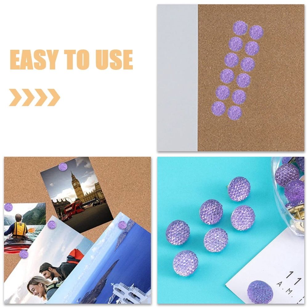 Set of 20 rhinestone thumb tacks from Everything Baby, decorative push pins for bulletin and cork boards, sparkling and colorful.