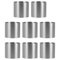 Set of 8 stainless steel silver cake mold rings by Everything Baby, ideal for baking and pretend play dessert making.
