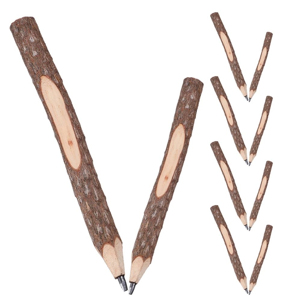 Ten handmade wooden pencils for kids and students, ideal for art and sketching, featuring a natural look for creative projects.