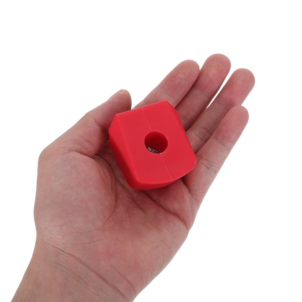 Two red inline skate brake pads from Everything Baby, replacement rubber for roller skates, enhance traction and safety during skating.
