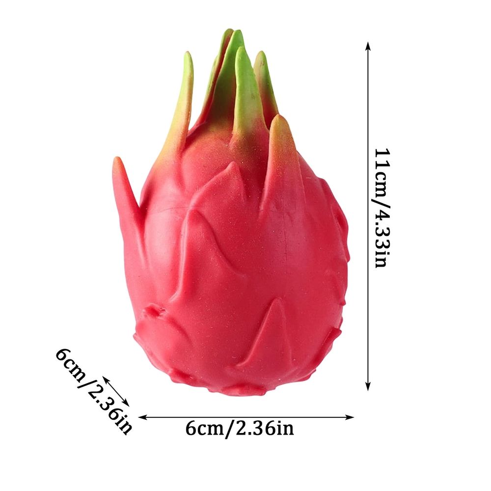 Realistic dragon fruit squishy stress ball with soft, slow-rising texture, portable and odorless, ideal for kids and students.