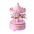 Blue and pink horse-themed music box for kids by Everything Baby, featuring a rotating figurine for birthdays, Christmas, or anniversaries.