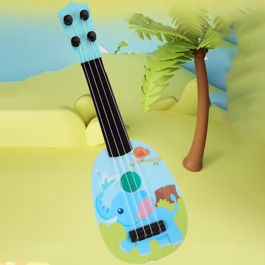 Cute 14.17-inch kids ukulele toy with four strings, perfect for beginners and toddlers learning musical instruments.