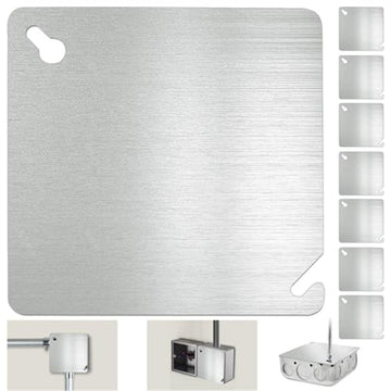 8 Pcs 4x4 Metal Electrical Box Cover Plate, Metal Junction Box Covers Plate, 4 Inch Square Flat Blank Electric Box Cover
