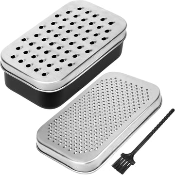 Cheese Grater with Container - Box Grater Cheese Shredder Lemon  - Graters for Kitchen Stainless Steel Food Grater Small size black