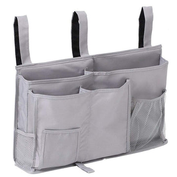 Bedside Caddy Hanging Bed Organizer Storage Bag Pocket for Bunk and Hospital Beds, College Dorm Rooms Baby Bed Rails,Camp,Gray