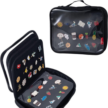 Pin Trading Books for Collector: 6-Page Black Portable Enamel Pins Display Album Case for Storage - PP Travel Pin Folio Bags Holder for Kids Teens Collection（only bag）