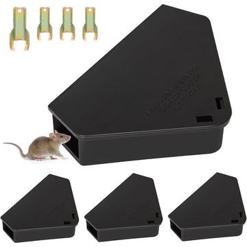 Mouse Station with Keys Black 5 Pack, Key Required Mouse Stations, Mice Stations, Keeps Children and Pets Safe Indoor & Outdoor
