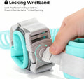 Blue toddler safety leash with reflective wrist link, key lock, 8.2ft walking harness for mall, airport, zoo, and travel.