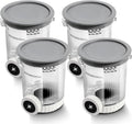 Four swirl ice cream maker pint containers with lids, compatible with Ninja NC700 series soft serve makers, dishwasher safe.