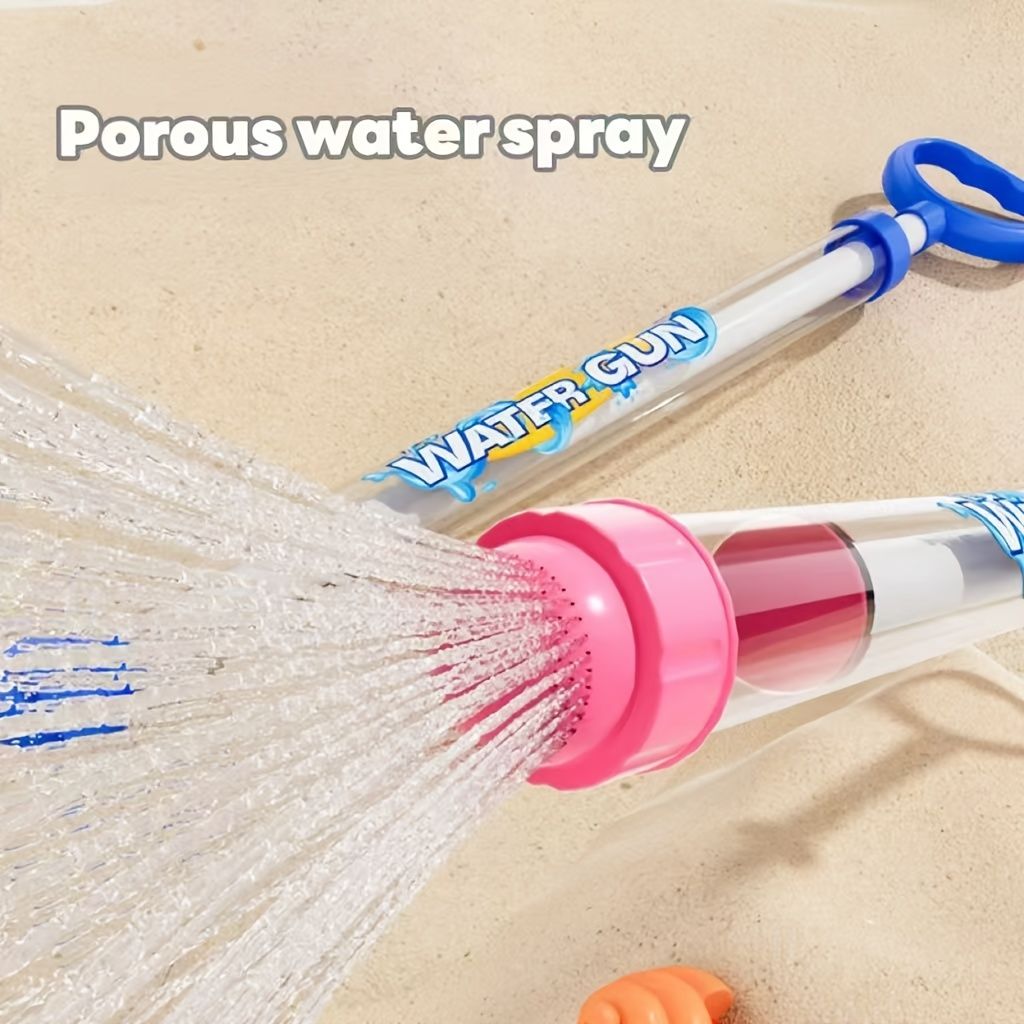 Three colorful summer firework water gun toys for kids, made of ABS, ideal for pool, beach, or outdoor play and parties.