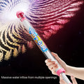 Three colorful summer firework water guns for kids, suitable for outdoor pool and beach play, made of durable ABS material.