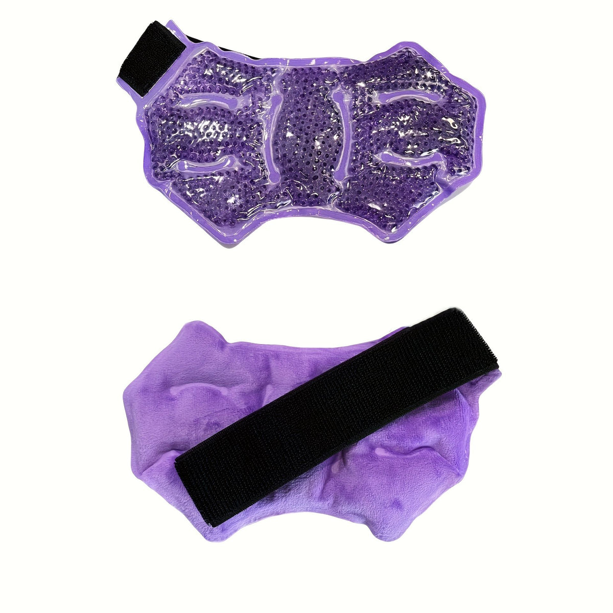 Purple ankle and knee ice gel wrap with adjustable brace, reusable hot cold pack for sports and injury relief.