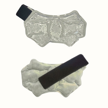 Gray ankle and sport foot ice wrap with adjustable brace, gel pack for hot cold therapy for ankle, knee, arm, and leg.