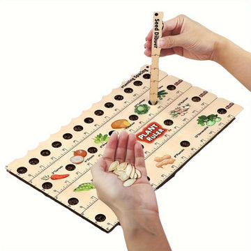 Wooden garden planting ruler by Everything Baby, ideal for seedlings and transplanting, classic style, no power needed, versatile gardening tool.