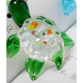 Six handmade tiny turtle glass ornaments by Everything Baby, colorful blown glass figurines for gift and garden decor.
