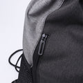 Gray drawstring gym bag with bottle holder, waterproof kids' backpack for sport, gym, or travel by Everything Baby.